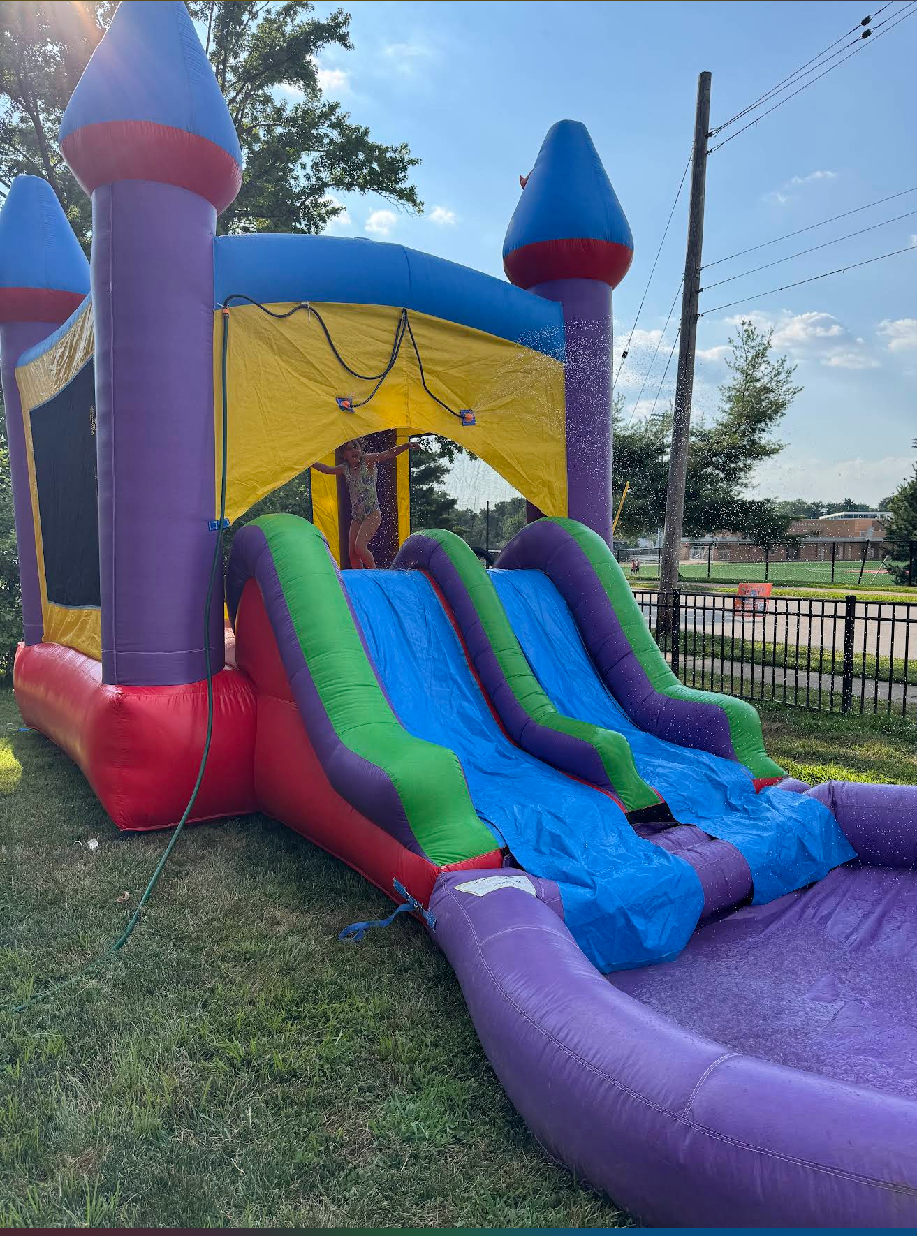Dual Lane Water Slide Combo — Rainbow Splash