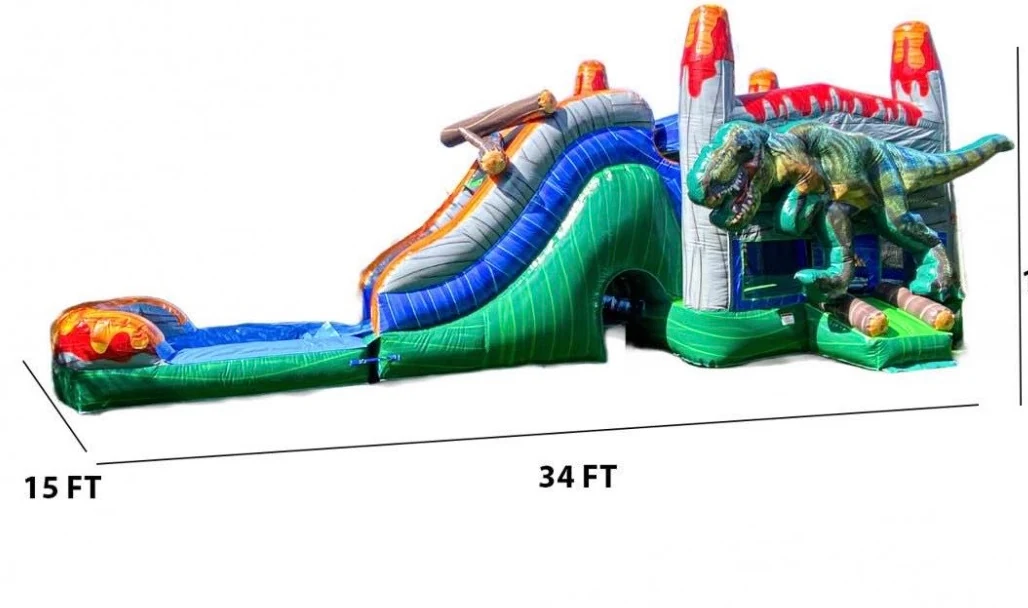 T-Rex Dinosaur Water Slide Bounce House Combo Rental