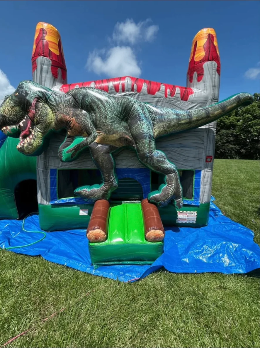 T-Rex Dinosaur Water Slide Bounce House Combo Rental photo 2